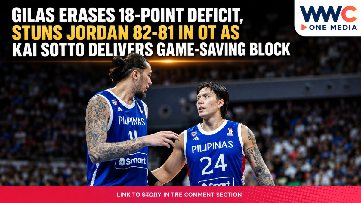 Gilas Erases 18-Point Deficit, Stuns Jordan 82-81 in OT as Kai Sotto Delivers Game-Saving Block