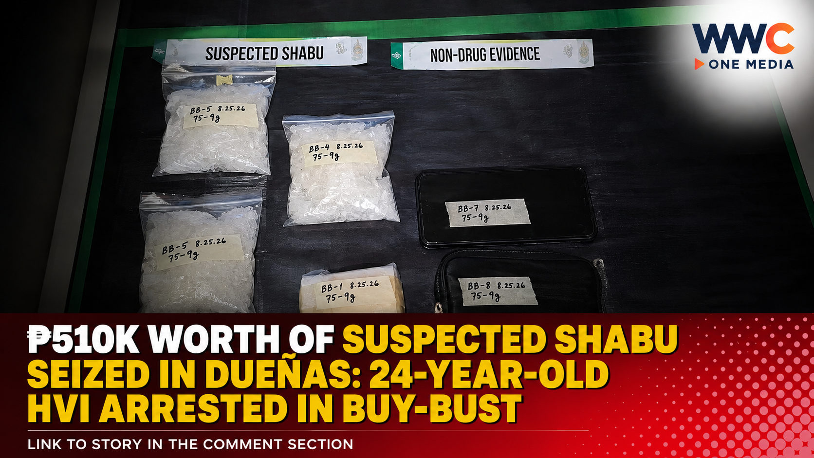 ₱510K WORTH OF SUSPECTED SHABU SEIZED IN DUEÑAS: 24-YEAR-OLD HVI ARRESTED IN BUY-BUST