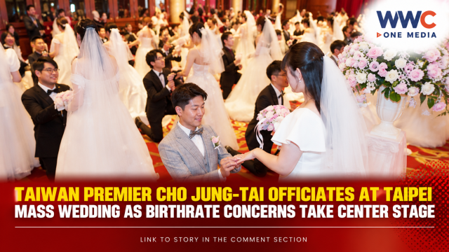 Taiwan Premier Cho Jung-tai Officiates at Taipei Mass Wedding as Birthrate Concerns Take Center Stage