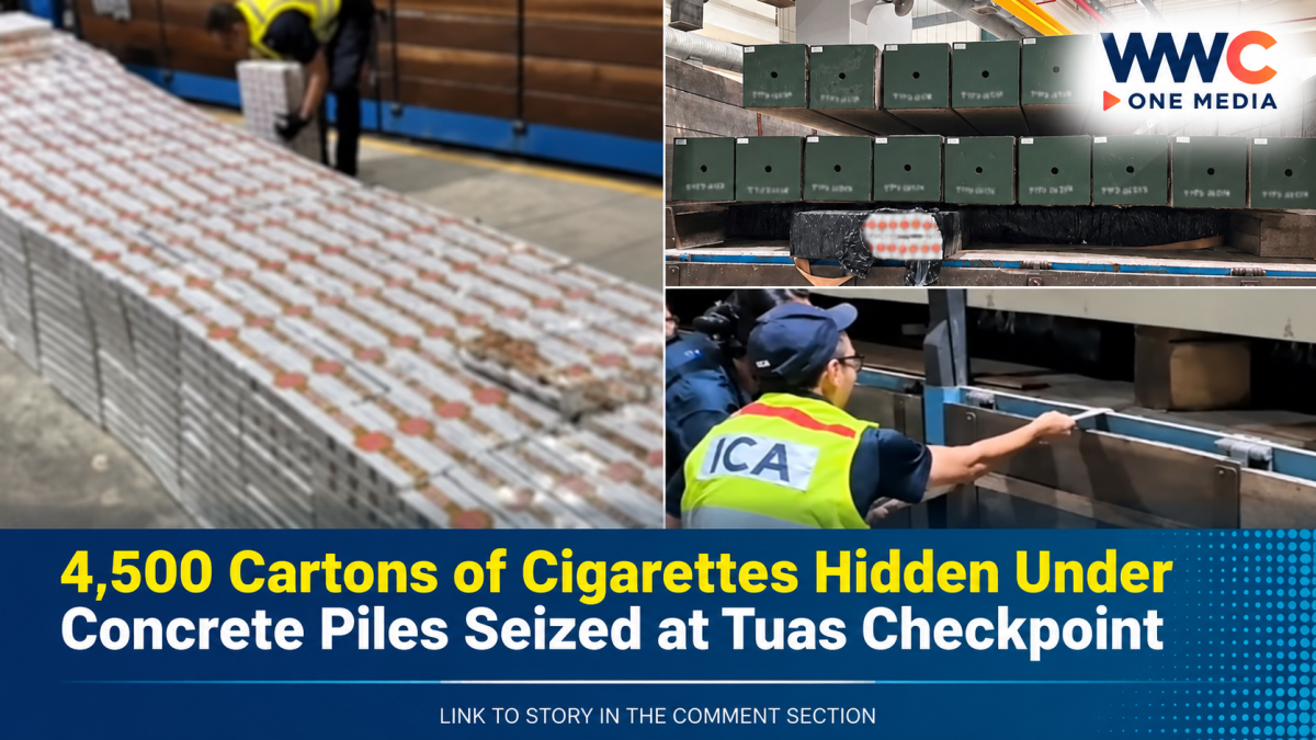 4,500 Cartons of Cigarettes Hidden Under Concrete Piles Seized at Tuas Checkpoint