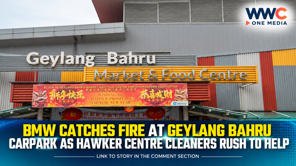 BMW Catches Fire at Geylang Bahru Carpark as Hawker Centre Cleaners Rush to Help
