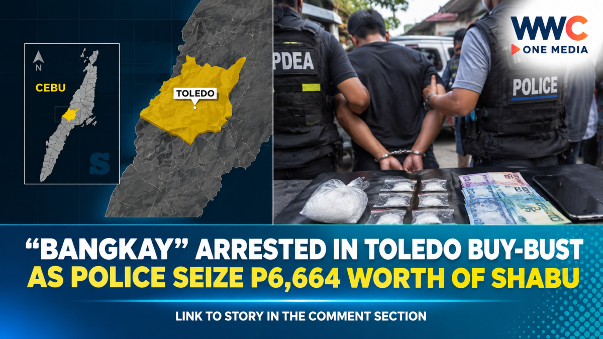 “Bangkay” Arrested in Toledo Buy-Bust as Police Seize P6,664 Worth of Shabu