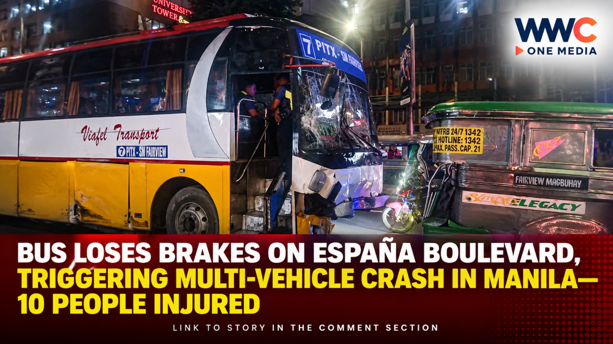 Bus Loses Brakes on España Boulevard, Triggering Multi-Vehicle Crash in Manila—10 People Injured