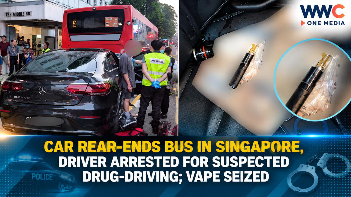 Car Rear-Ends Bus in Singapore, Driver Arrested for Suspected Drug-Driving; Vape Seized
