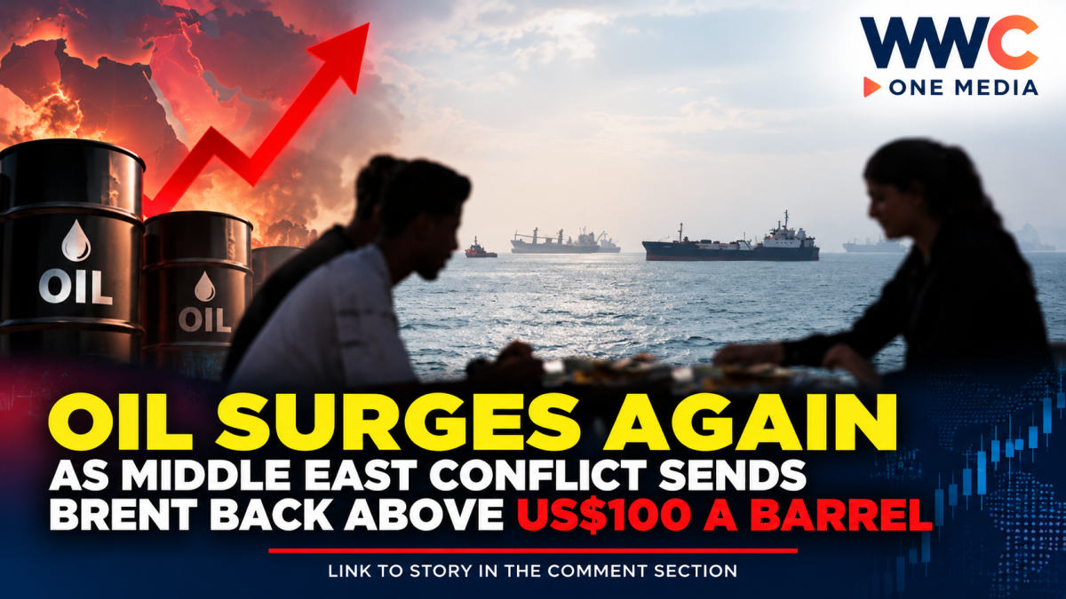 Oil Surges Again as Middle East Conflict Sends Brent Back Above US$100 a Barrel