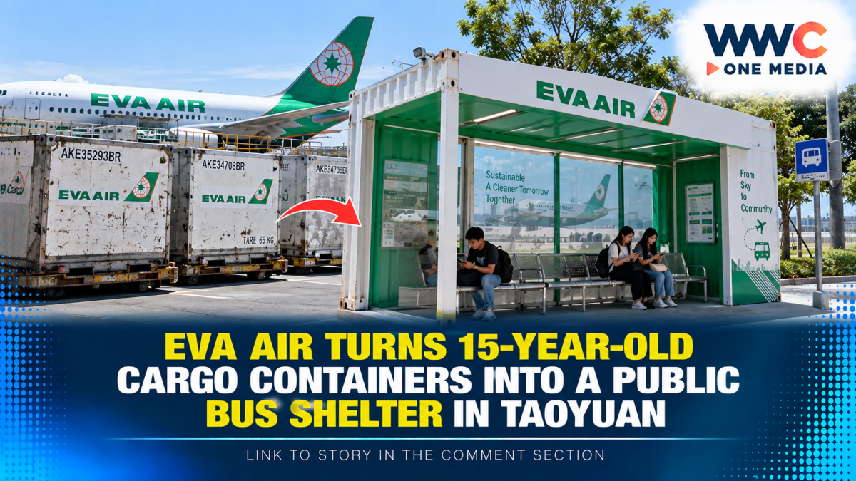 EVA Air Turns 15-Year-Old Cargo Containers Into a Public Bus Shelter in Taoyuan