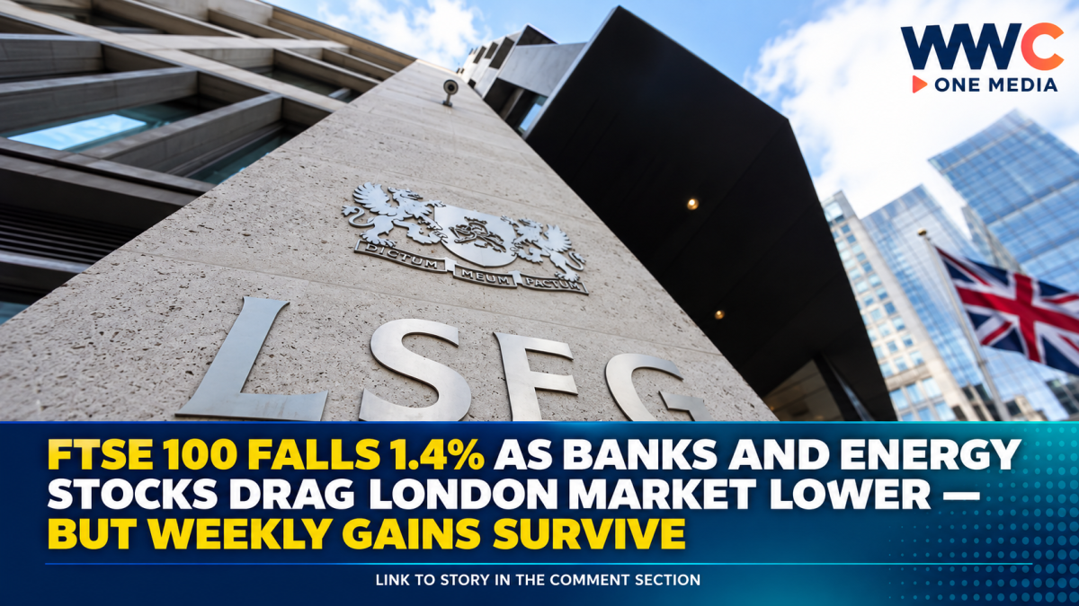 FTSE 100 Falls 1.4% as Banks and Energy Stocks Drag London Market Lower — But Weekly Gains Survive