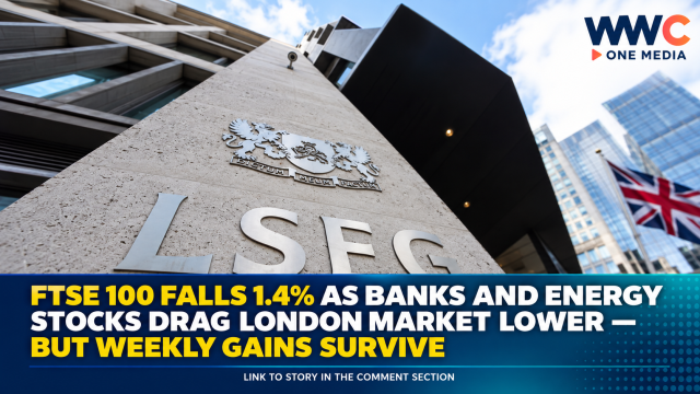 FTSE 100 Falls 1.4% as Banks and Energy Stocks Drag London Market Lower — But Weekly Gains Survive