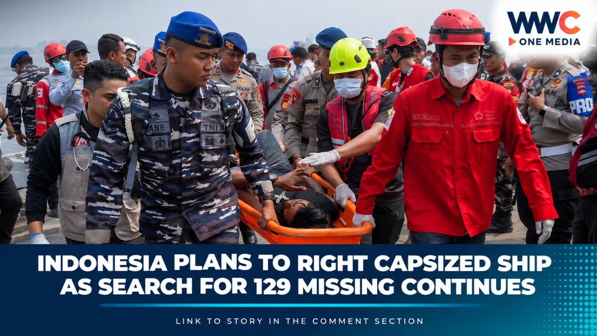 Indonesia Plans to Right Capsized Ship as Search for 129 Missing Continues