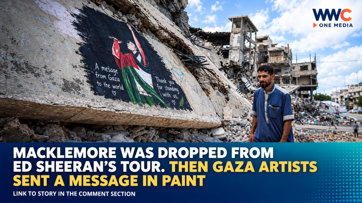 Macklemore Was Dropped From Ed Sheeran’s Tour. Then Gaza Artists Sent a Message in Paint