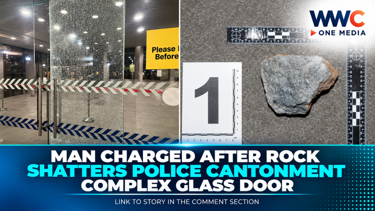Man Charged After Rock Shatters Police Cantonment Complex Glass Door