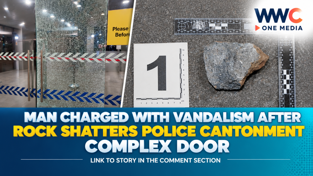 Man Charged With Vandalism After Rock Shatters Police Cantonment Complex Door