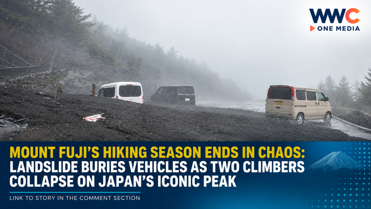 Mount Fuji’s Hiking Season Ends in Chaos: Landslide Buries Vehicles as Two Climbers Collapse on Japan’s Iconic Peak