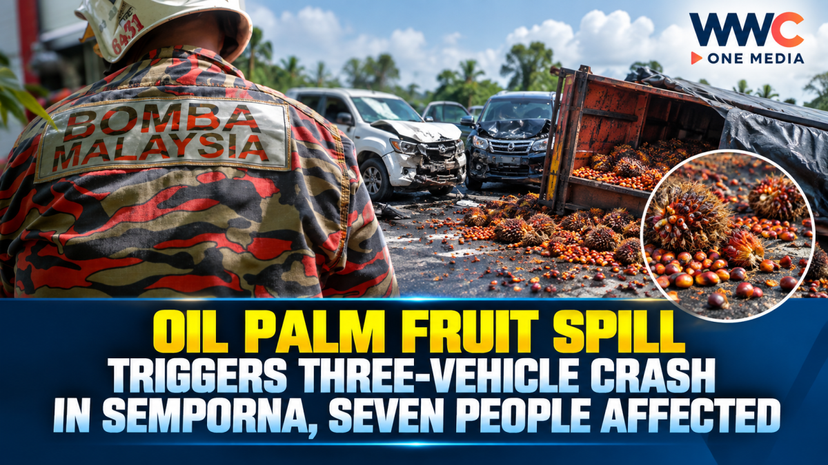 Oil Palm Fruit Spill Triggers Three-Vehicle Crash in Semporna, Seven People Affected