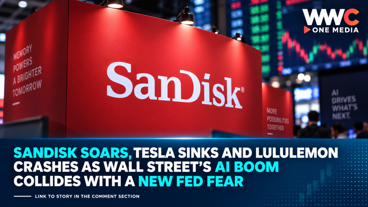 Sandisk Soars, Tesla Sinks and Lululemon Crashes as Wall Street’s AI Boom Collides With a New Fed Fear