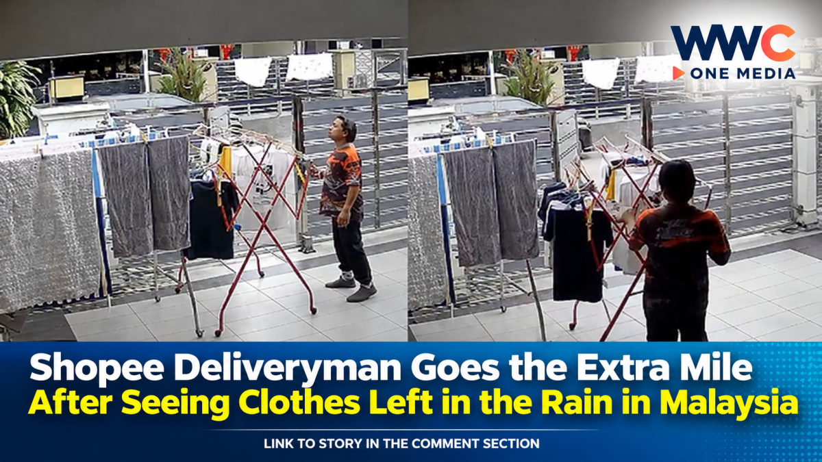 Shopee Deliveryman Goes the Extra Mile After Seeing Clothes Left in the Rain in Malaysia