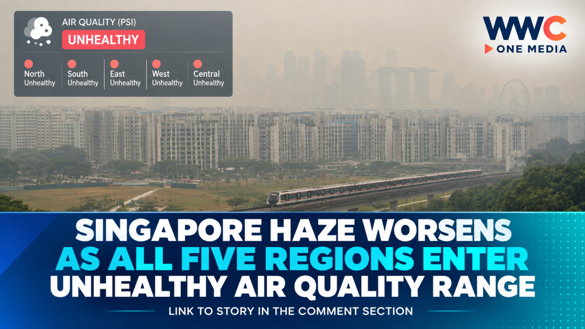 Singapore Haze Worsens as All Five Regions Enter Unhealthy Air Quality Range