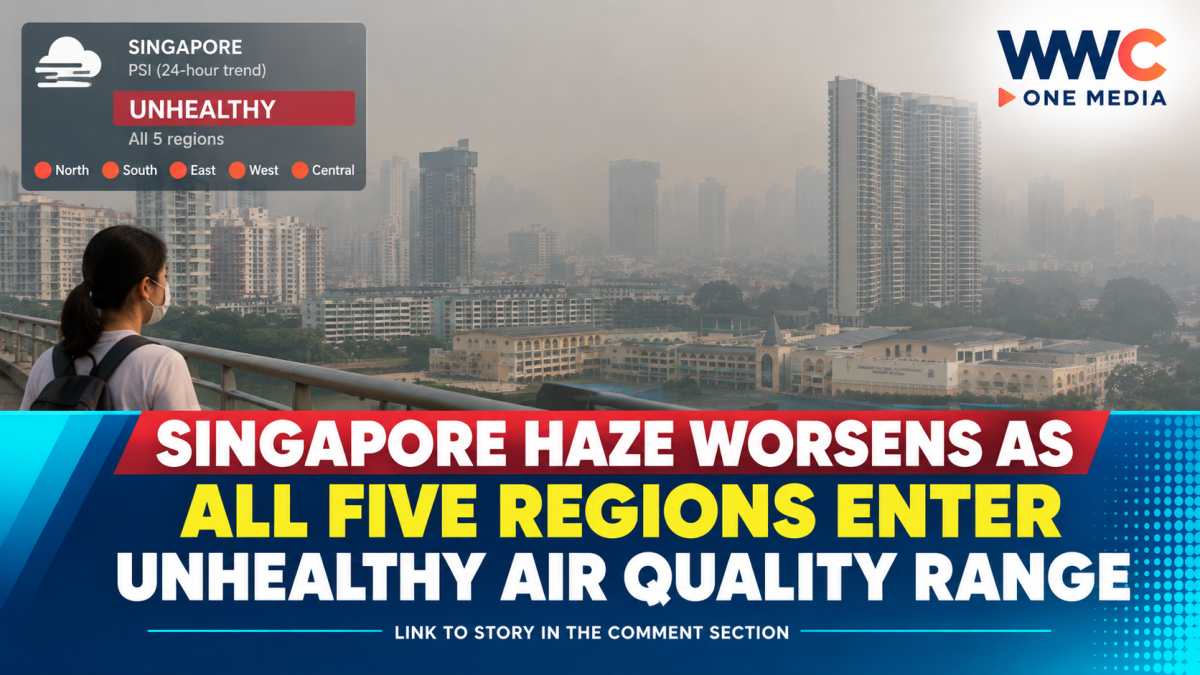 Singapore Haze Worsens as All Five Regions Enter Unhealthy Air Quality Range