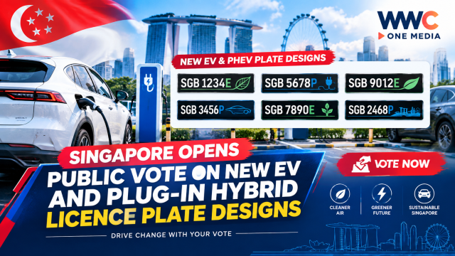 Singapore Opens Public Vote on New EV and Plug-In Hybrid Licence Plate Designs