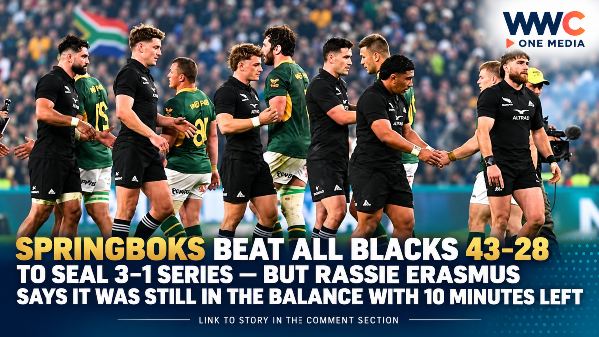 Springboks Beat All Blacks 43–28 to Seal 3–1 Series — But Rassie Erasmus Says It Was Still in the Balance With 10 Minutes Left
