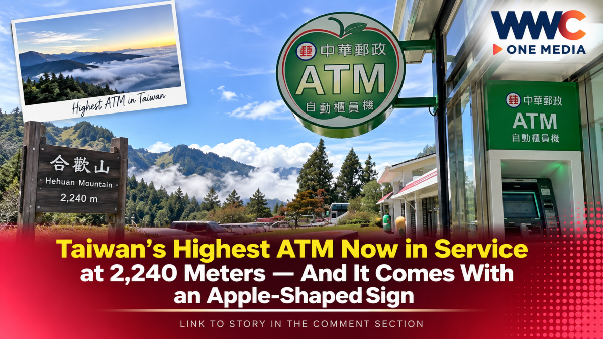 Taiwan’s Highest ATM Now in Service at 2,240 Meters — And It Comes With an Apple-Shaped Sign