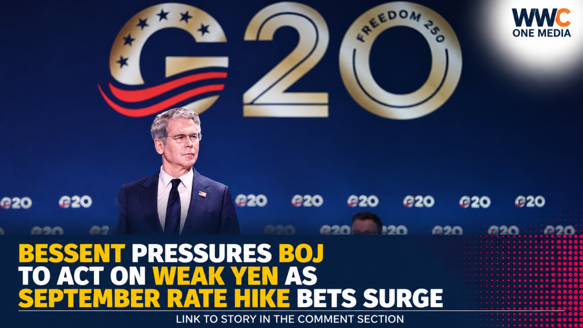 Bessent Pressures BOJ to Act on Weak Yen as September Rate Hike Bets Surge