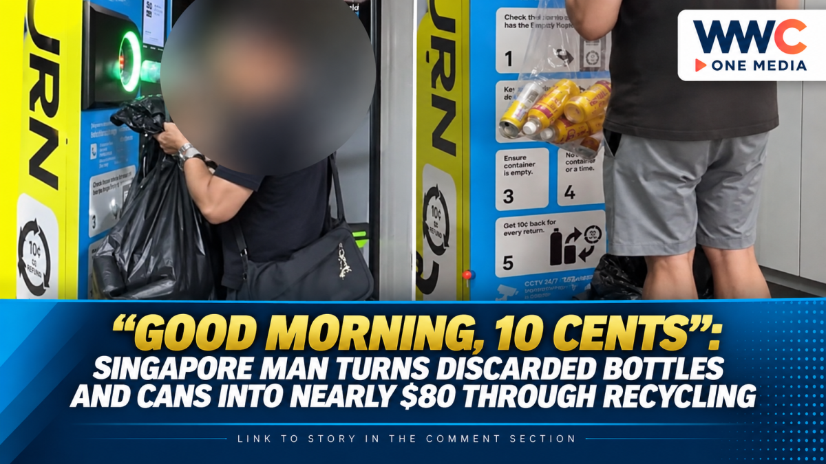 “Good Morning, 10 Cents”: Singapore Man Turns Discarded Bottles and Cans Into Nearly $80 Through Recycling