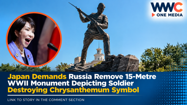 Japan Demands Russia Remove 15-Metre WWII Monument Depicting Soldier Destroying Chrysanthemum Symbol