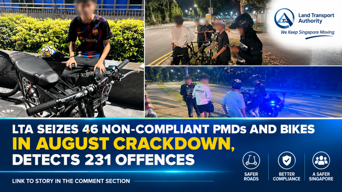 LTA Seizes 46 Non-Compliant PMDs and Bikes in August Crackdown, Detects 231 Offences