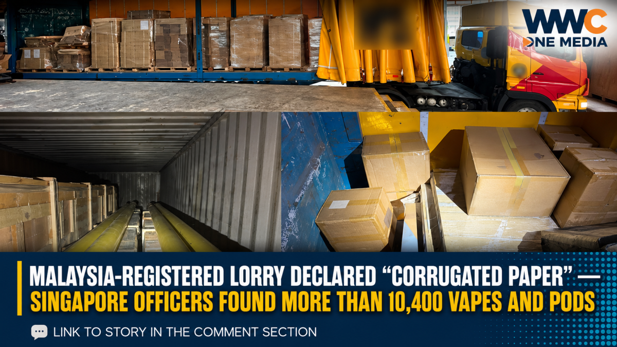 Malaysia-Registered Lorry Declared “Corrugated Paper” — Singapore Officers Found More Than 10,400 Vapes and Pods