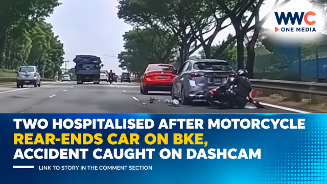 Two Hospitalised After Motorcycle Rear-Ends Car on BKE, Accident Caught on Dashcam