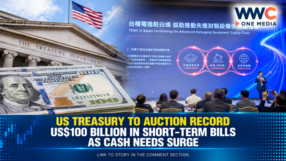 US Treasury to Auction Record US$100 Billion in Short-Term Bills as Cash Needs Surge