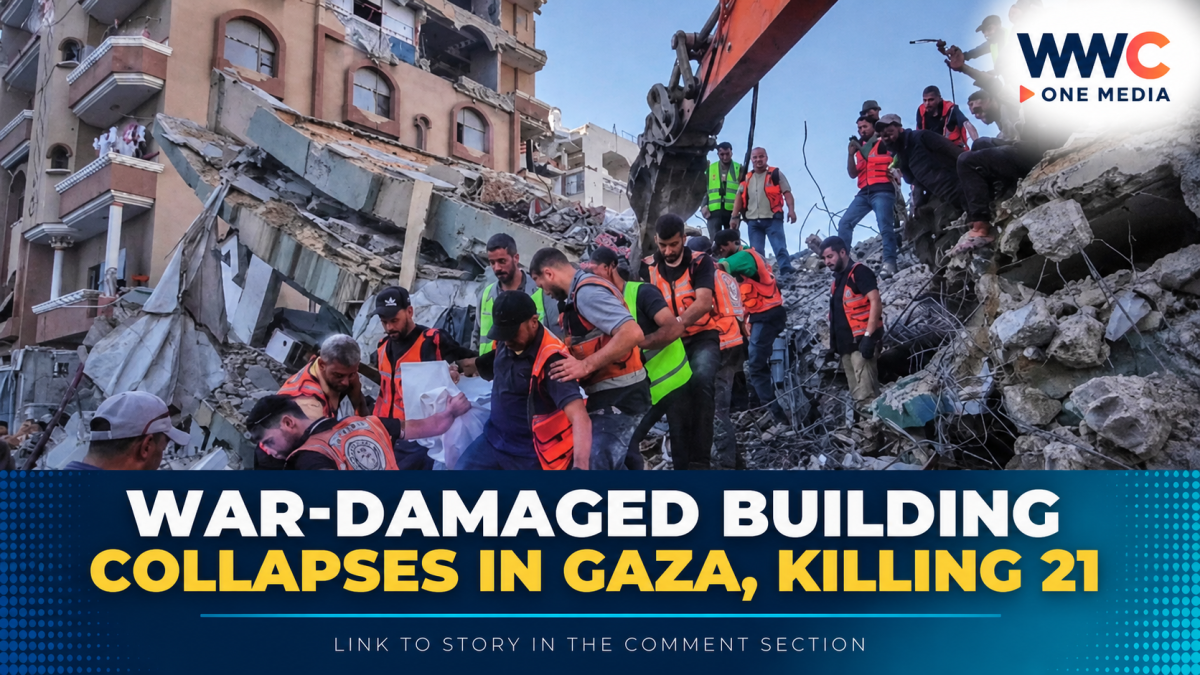War-Damaged Building Collapses in Gaza, Killing 21