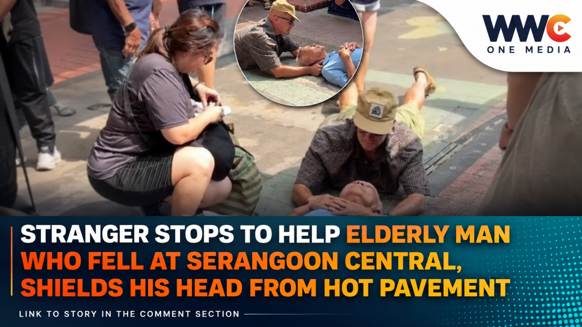 Stranger Stops to Help Elderly Man Who Fell at Serangoon Central, Shields His Head From Hot Pavement