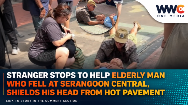 Stranger Stops to Help Elderly Man Who Fell at Serangoon Central, Shields His Head From Hot Pavement