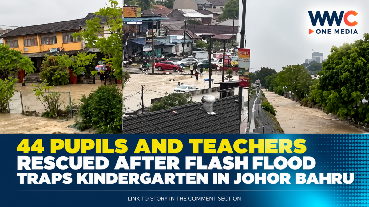 44 Pupils and Teachers Rescued After Flash Flood Traps Kindergarten in Johor Bahru