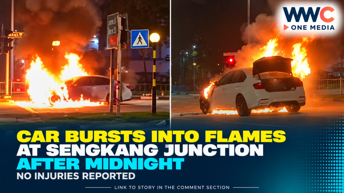 Car Bursts Into Flames at Sengkang Junction After Midnight — No Injuries Reported