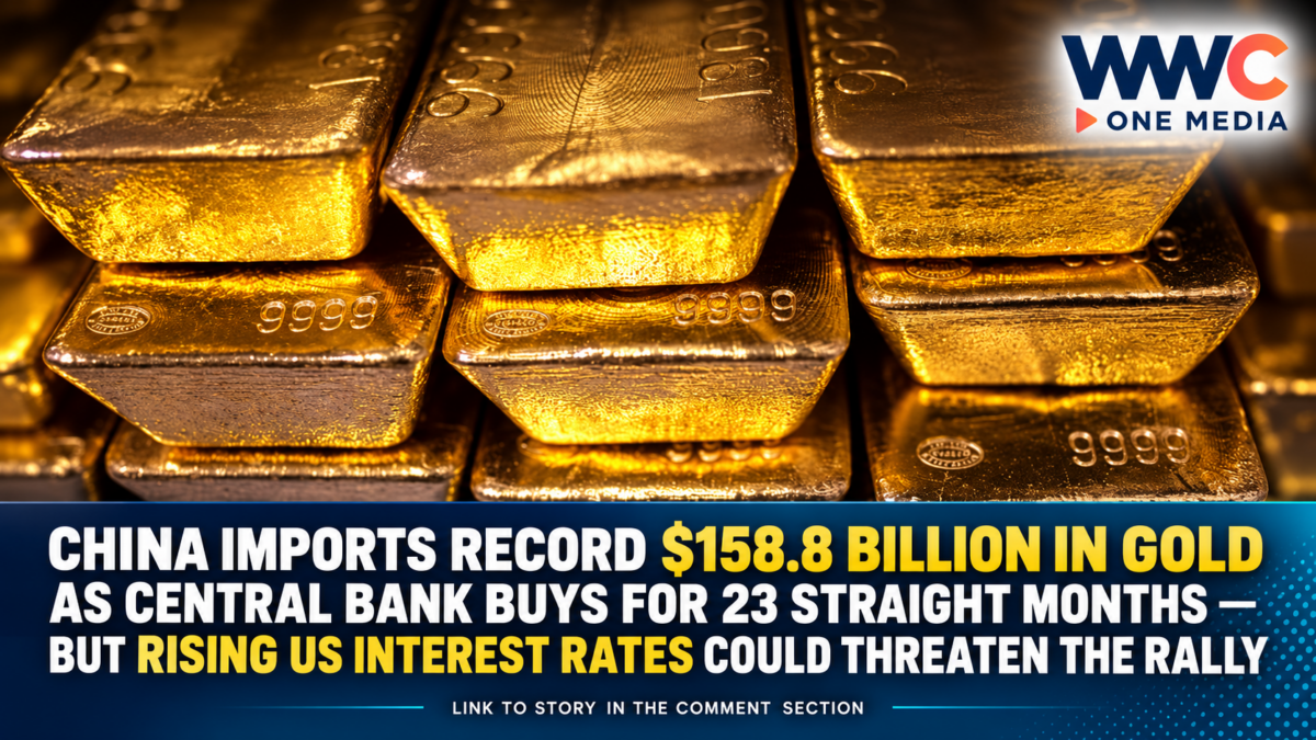 China Imports Record $158.8 Billion in Gold as Central Bank Buys for 23 Straight Months — But Rising US Interest Rates Could Threaten the Rally