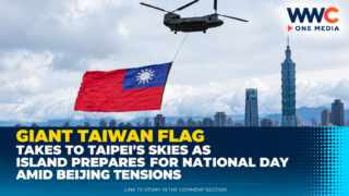 Giant Taiwan Flag Takes to Taipei’s Skies as Island Prepares for National Day Amid Beijing Tensions