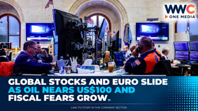 Global Stocks and Euro Slide as Oil Nears US$100 and Fiscal Fears Grow