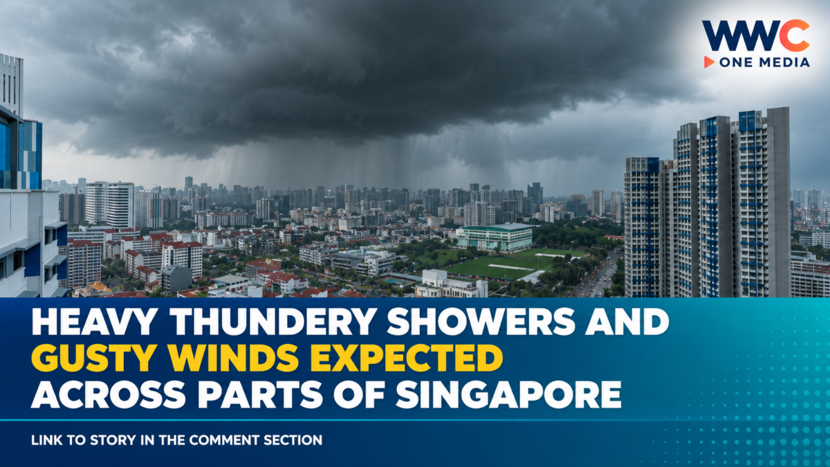Heavy Thundery Showers and Gusty Winds Expected Across Parts of Singapore