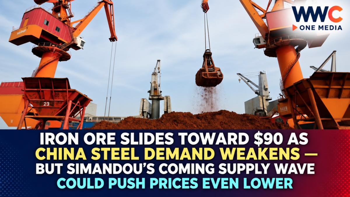 Iron Ore Slides Toward $90 as China Steel Demand Weakens — But Simandou’s Coming Supply Wave Could Push Prices Even Lower