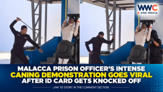 Malacca Prison Officer’s Intense Caning Demonstration Goes Viral After ID Card Gets Knocked Off