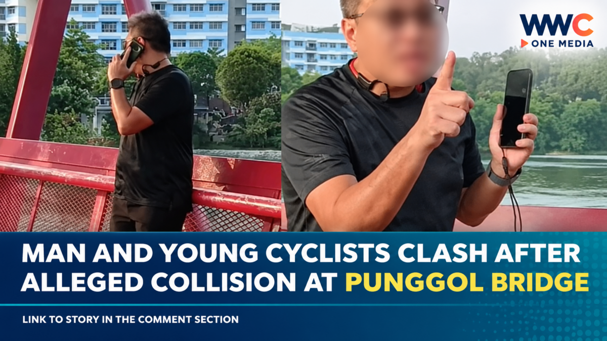 Man and Young Cyclists Clash After Alleged Collision at Punggol Bridge