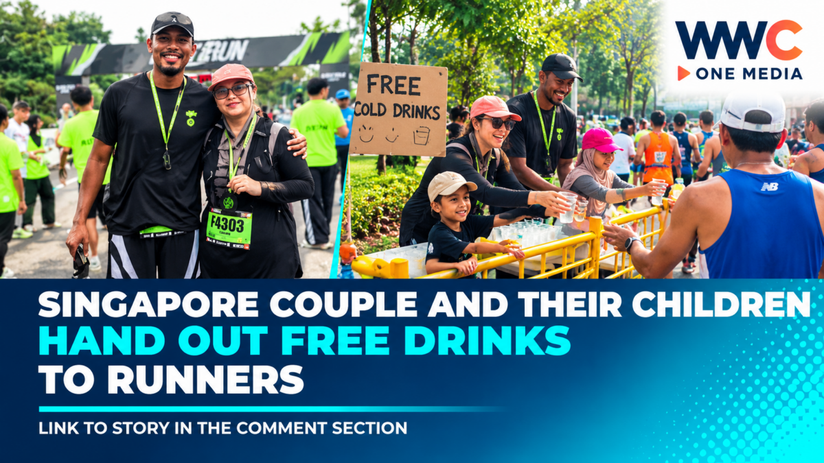 Singapore Couple and Their Children Hand Out Free Drinks to Runners
