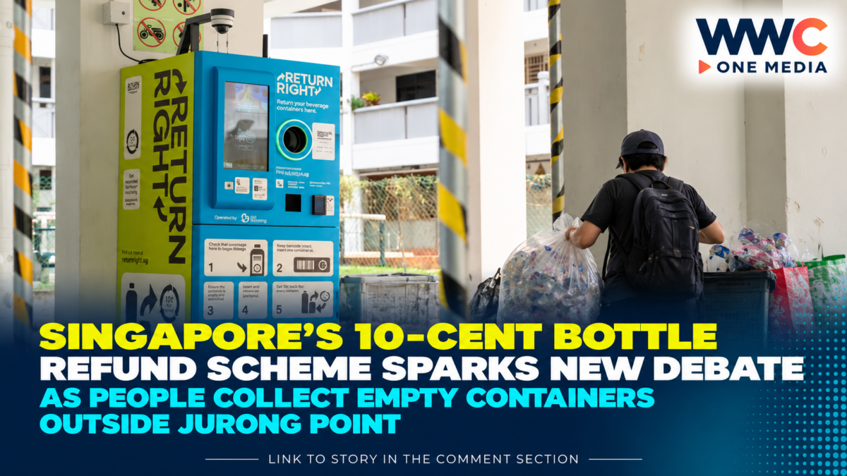Singapore’s 10-Cent Bottle Refund Scheme Sparks New Debate as People Collect Empty Containers Outside Jurong Point