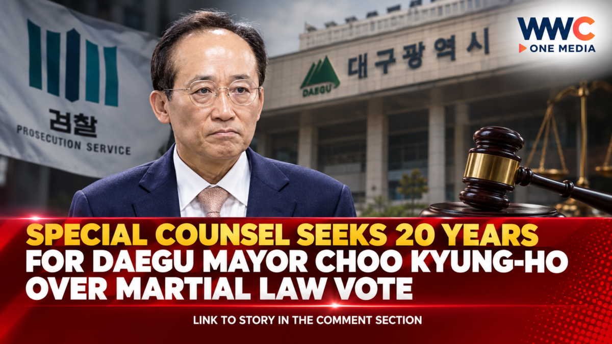 Special Counsel Seeks 20 Years for Daegu Mayor Choo Kyung-ho Over Martial Law Vote