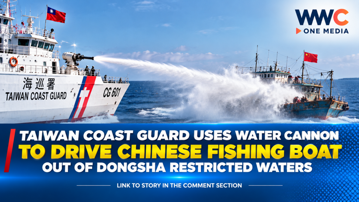 Taiwan Coast Guard Uses Water Cannon to Drive Chinese Fishing Boat Out of Dongsha Restricted Waters