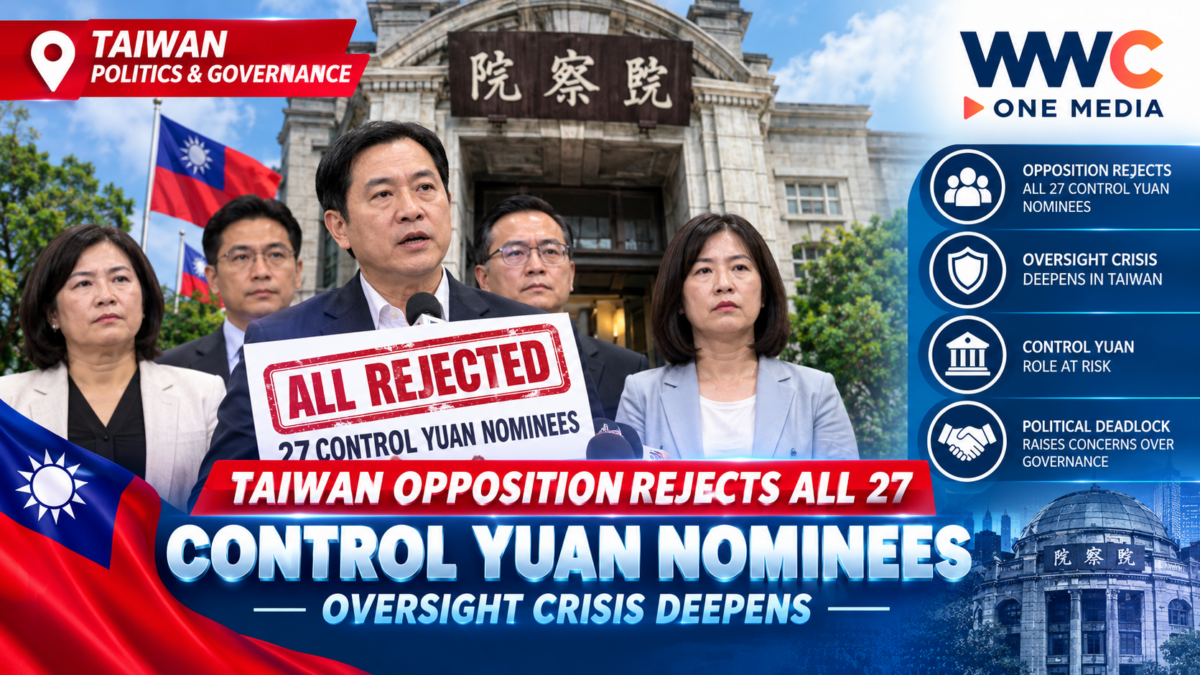 Taiwan Opposition Rejects All 27 Control Yuan Nominees as Oversight Crisis Deepens