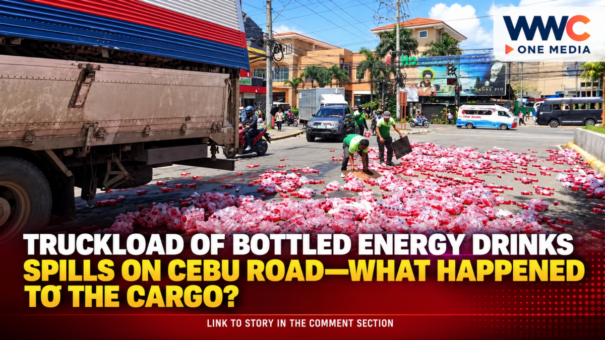 Truckload of Bottled Energy Drinks Spills on Cebu Road—What Happened to the Cargo?